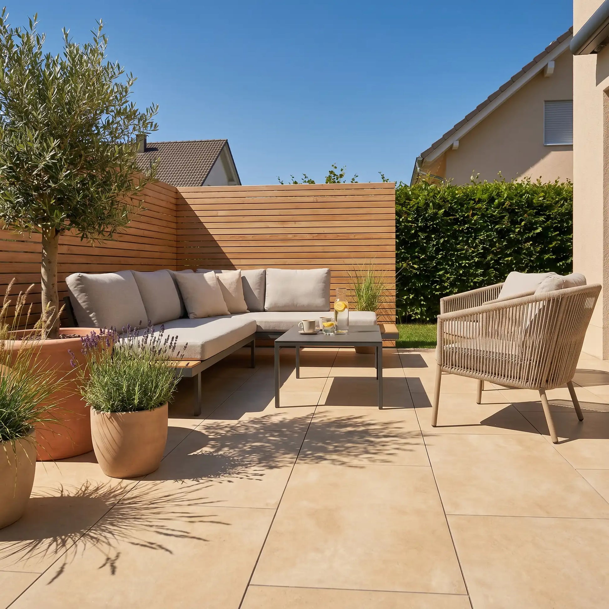 Komplettpaket Terrassenplatte Grande Cream 120x60x2cm