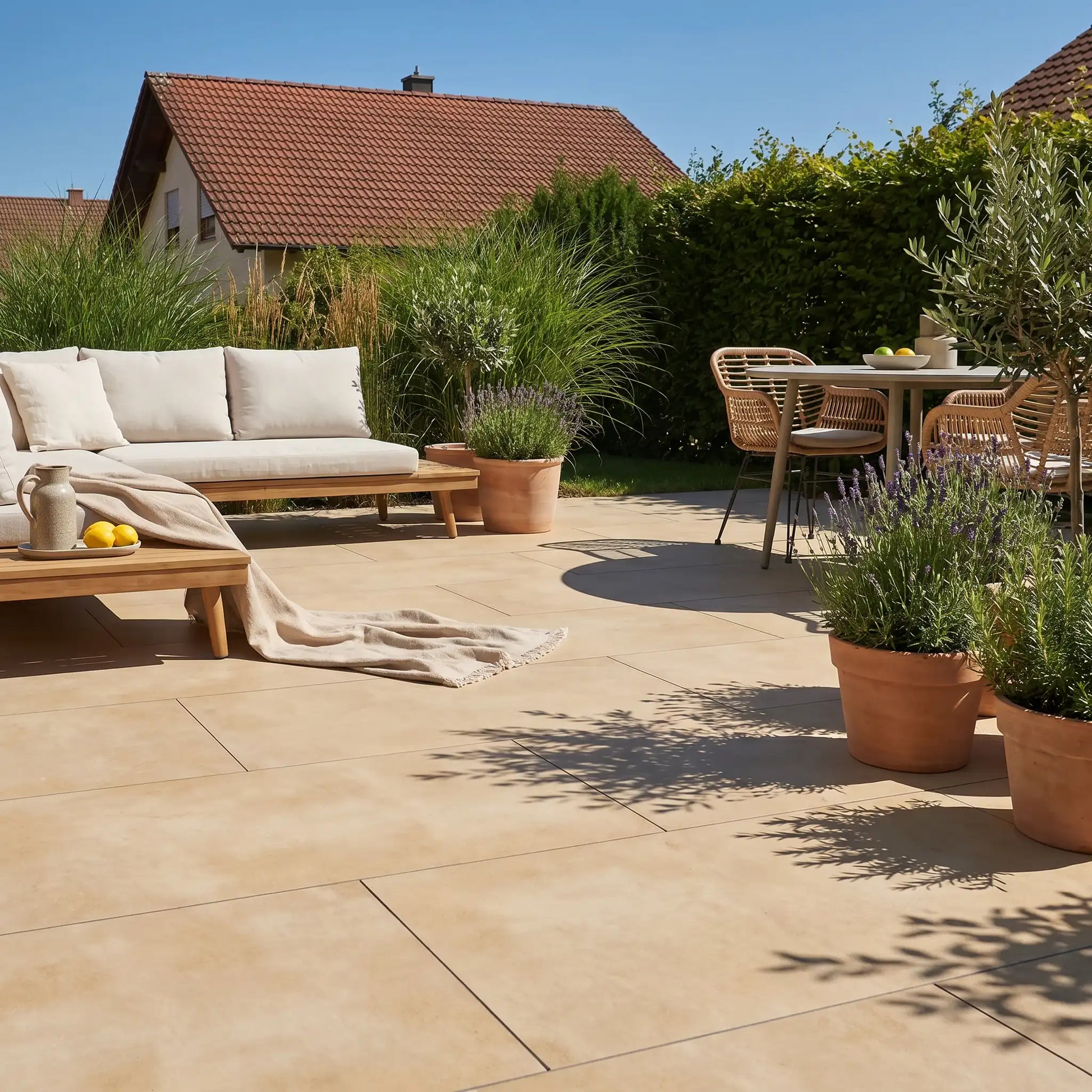 Komplettpaket Terrassenplatte Grande Cream 120x60x2cm