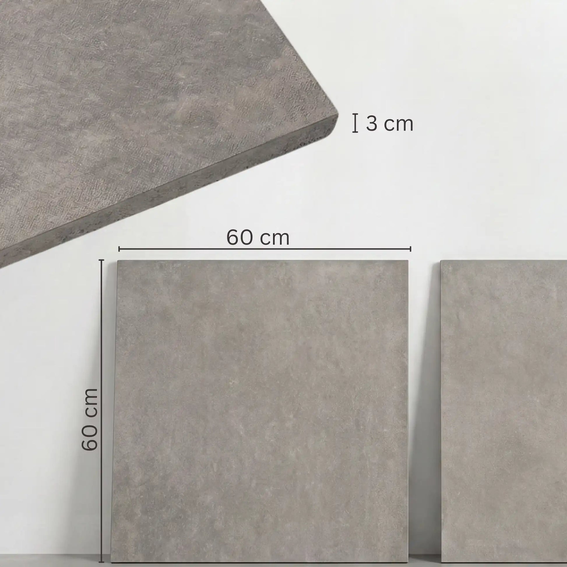 Extra starke Terrassenplatte Grey – 60×60×3 cm | Befahrbar & Hochbelastbar