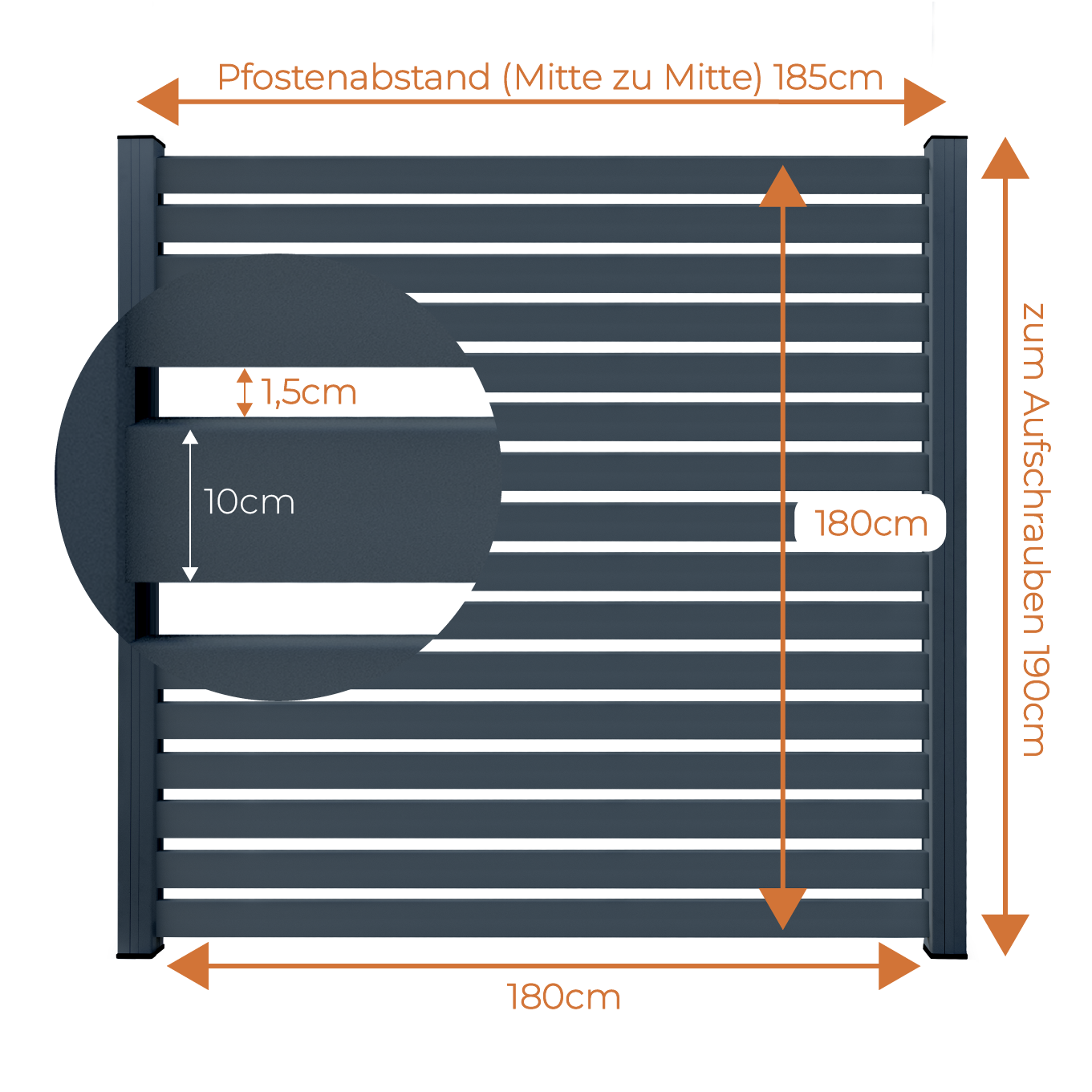 Aluminium Sichtschutzzaun MARIO Breit Anthrazit