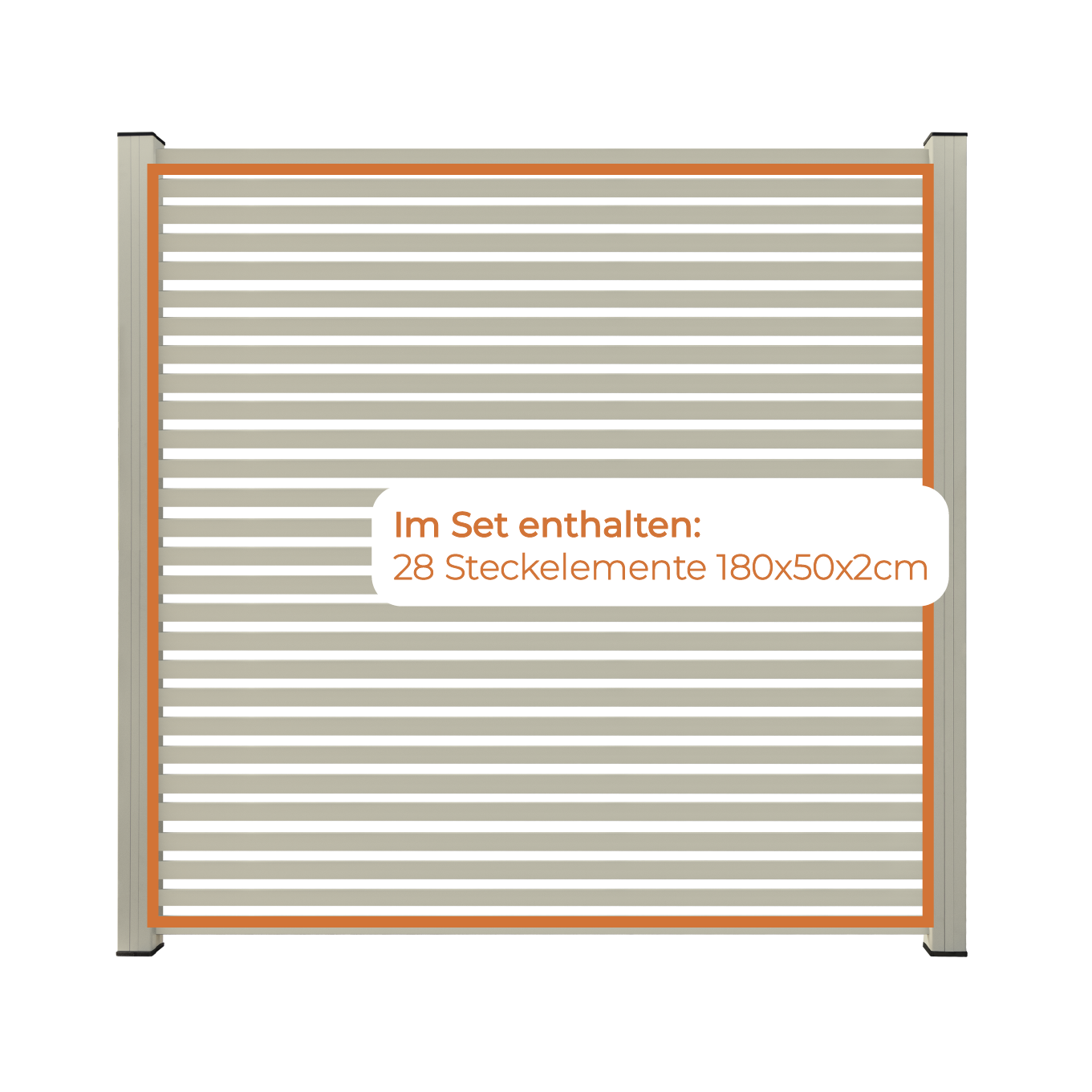 Aluminium Sichtschutzzaun MARIO Schmal Seidengrau