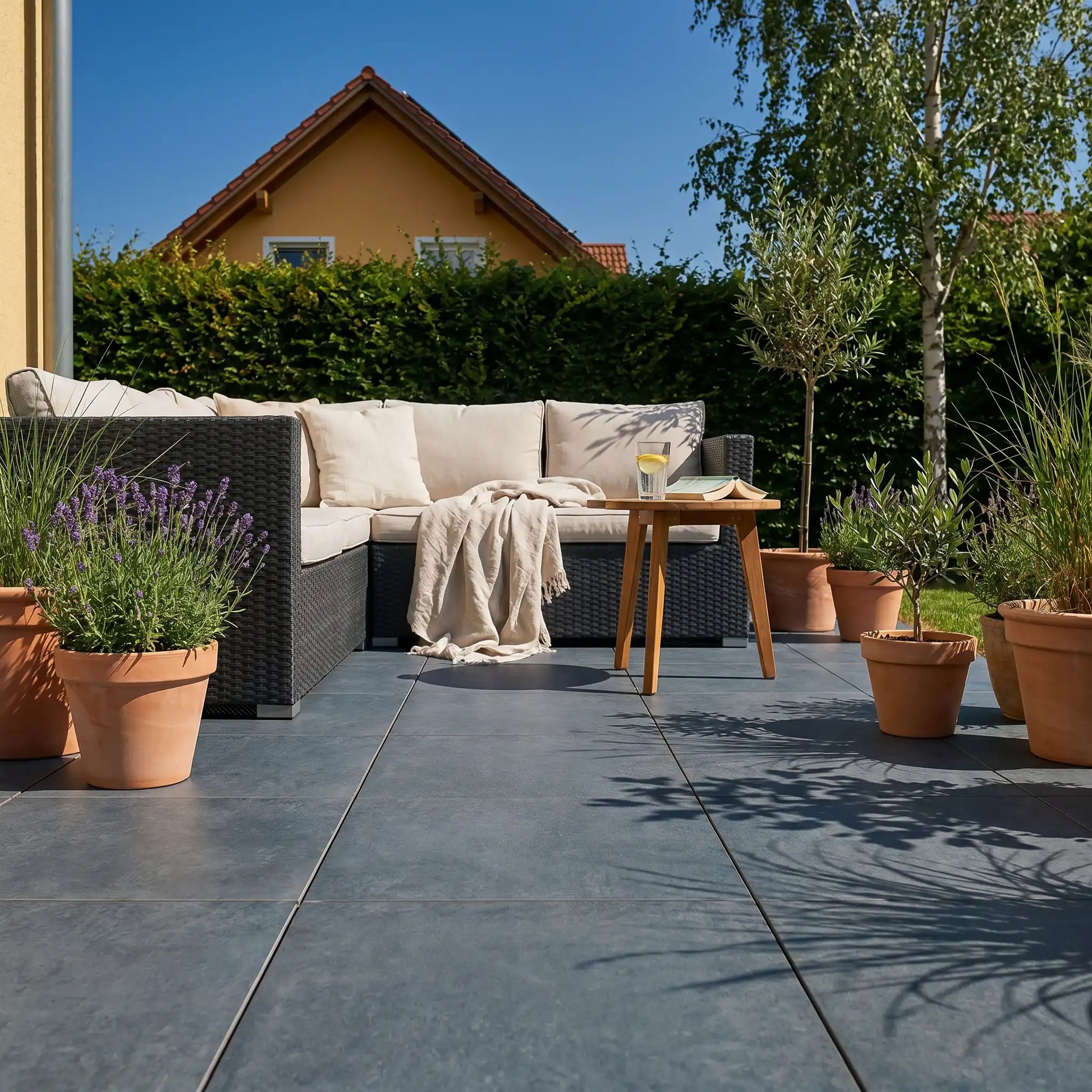 Komplettpaket Terrassenplatte Nero 60x60x2cm