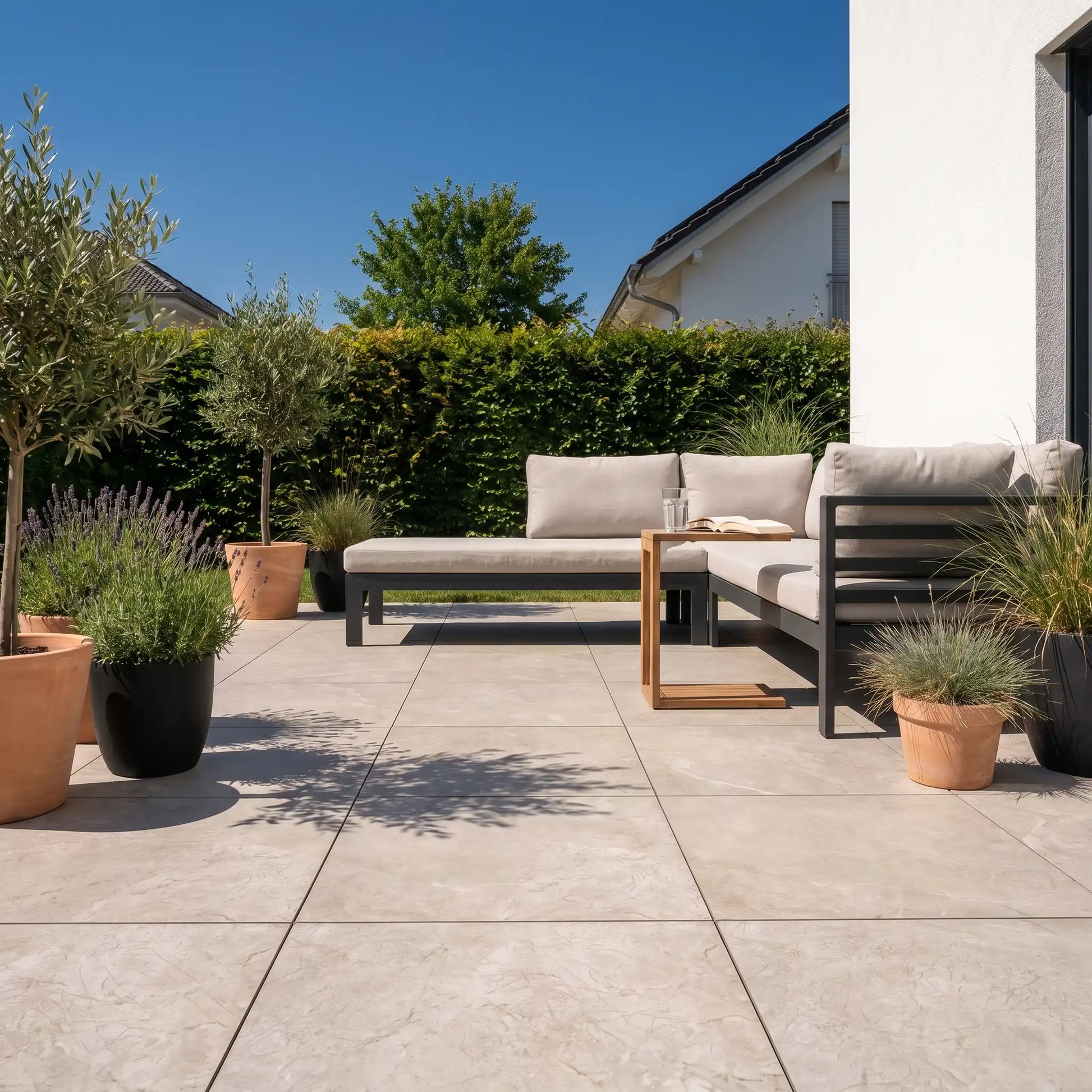 Komplettpaket Terrassenplatte Quarz 60x60x2cm
