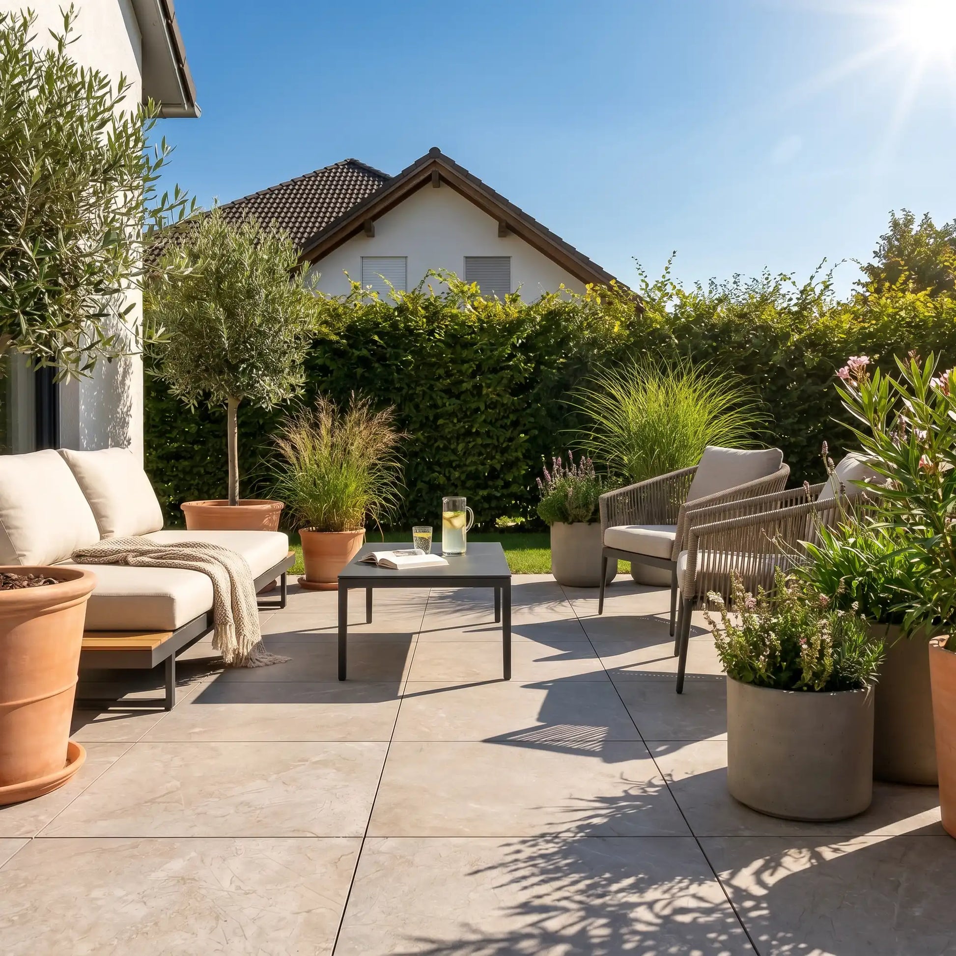 Komplettpaket Terrassenplatte Quarz 60x60x2cm
