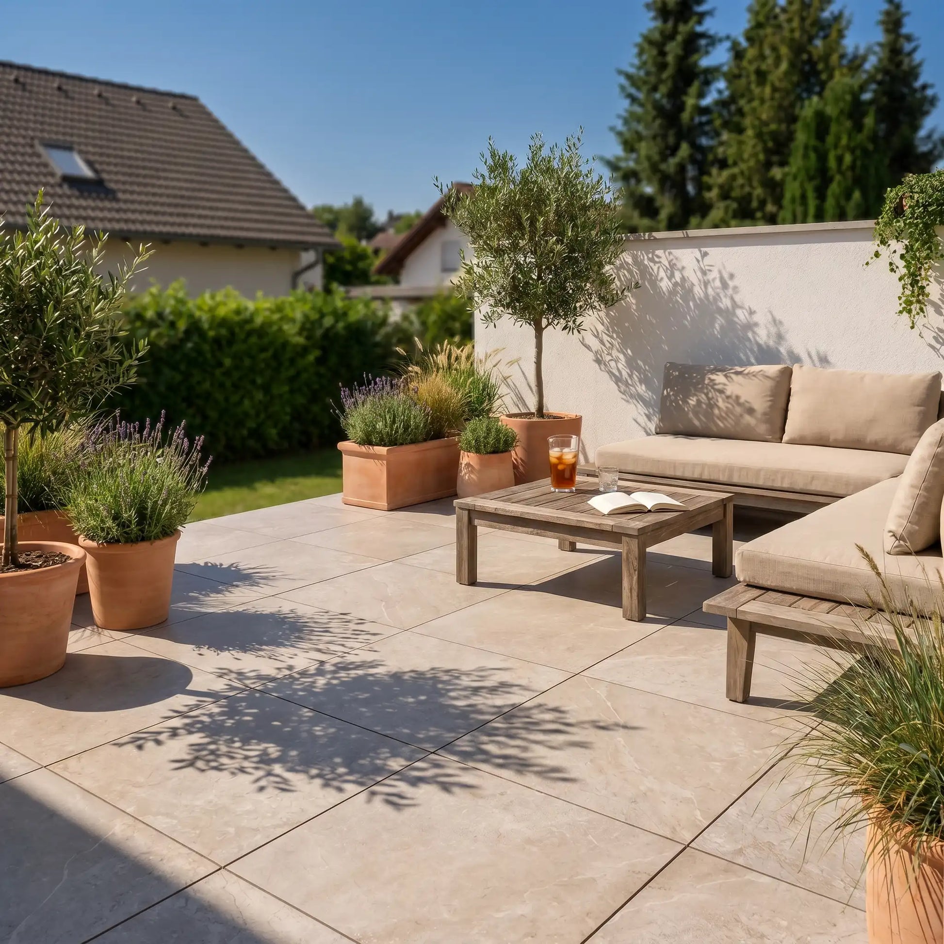 Komplettpaket Terrassenplatte Quarz 60x60x2cm