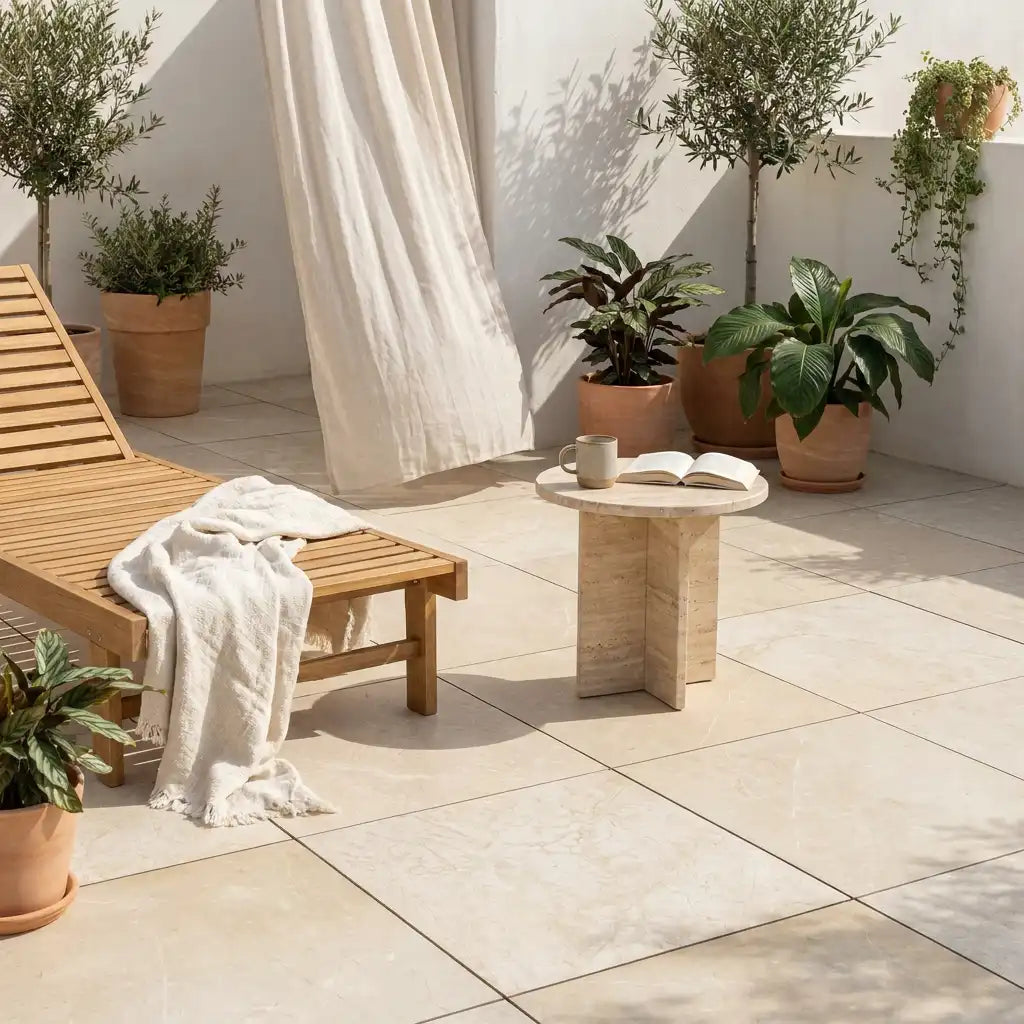 Komplettpaket Terrassenplatte Sand 60x60x2cm