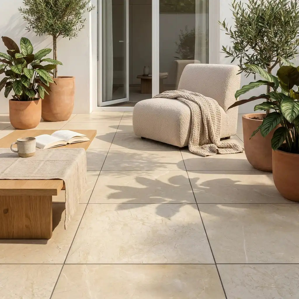 Komplettpaket Terrassenplatte Sand 60x60x2cm