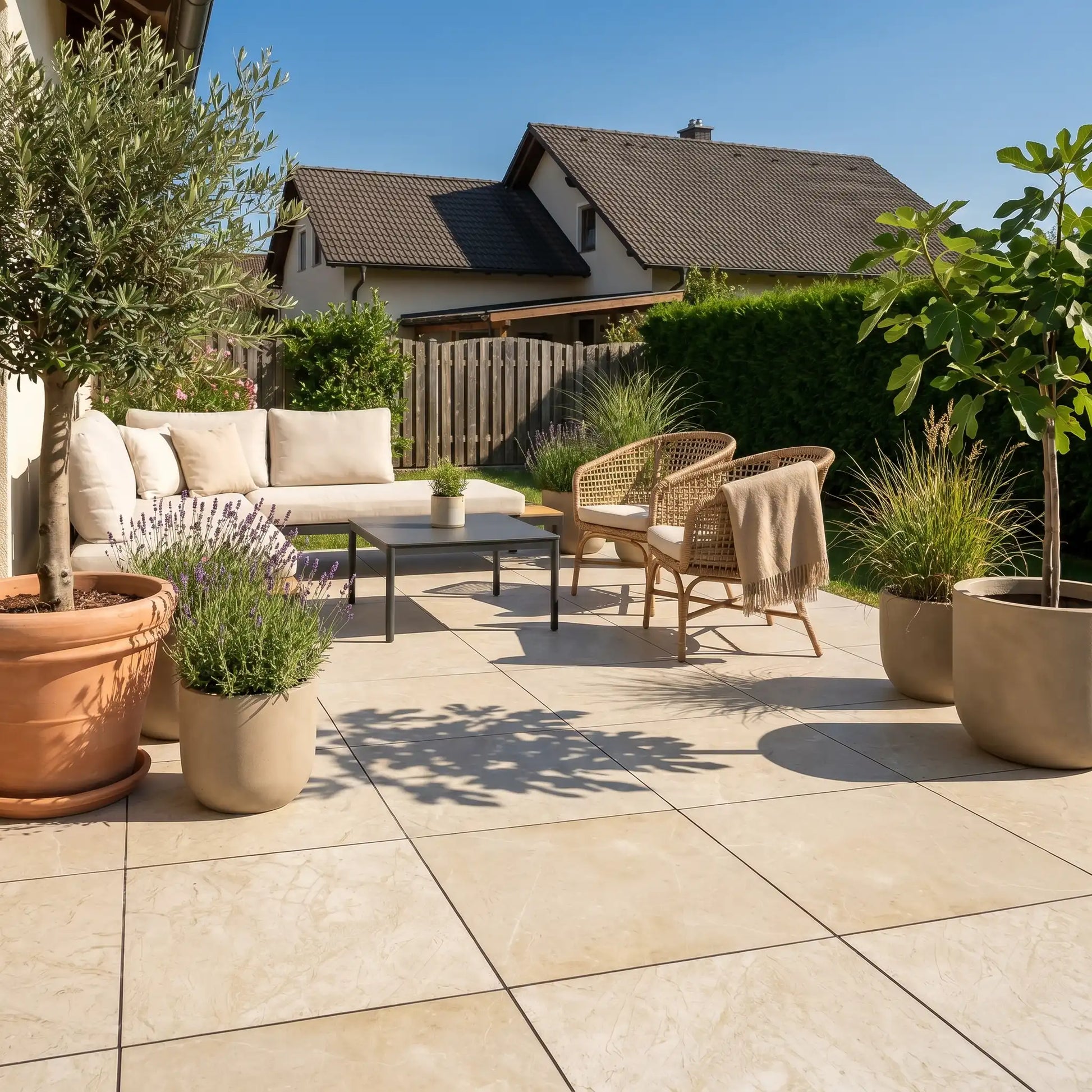 Komplettpaket Terrassenplatte Sand 60x60x2cm