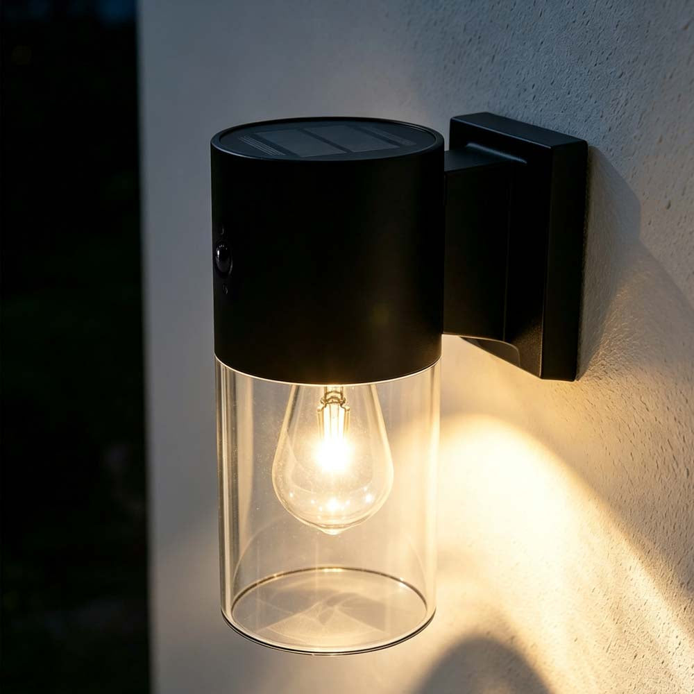 Solar Außenwandleuchten mit Bewegungsmelder und Fernbedienung Column 2er Set
