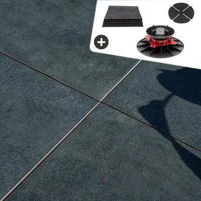 Komplettpaket Terrassenplatte Nero 60x60x2cm