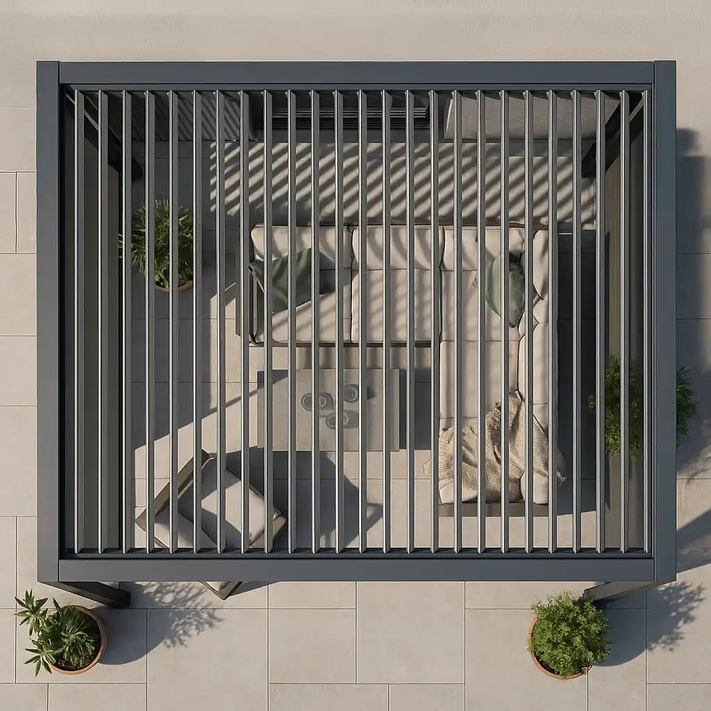 SkyShade Pro 3x3m Aluminium-Pergola mit LED & App-Steuerung – Anthrazit