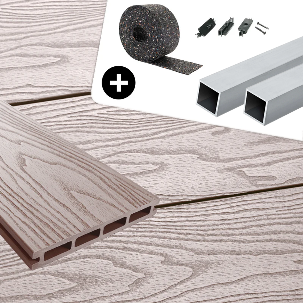 WPC-Komplettset Seide Holzoptik Basic Hohldiele