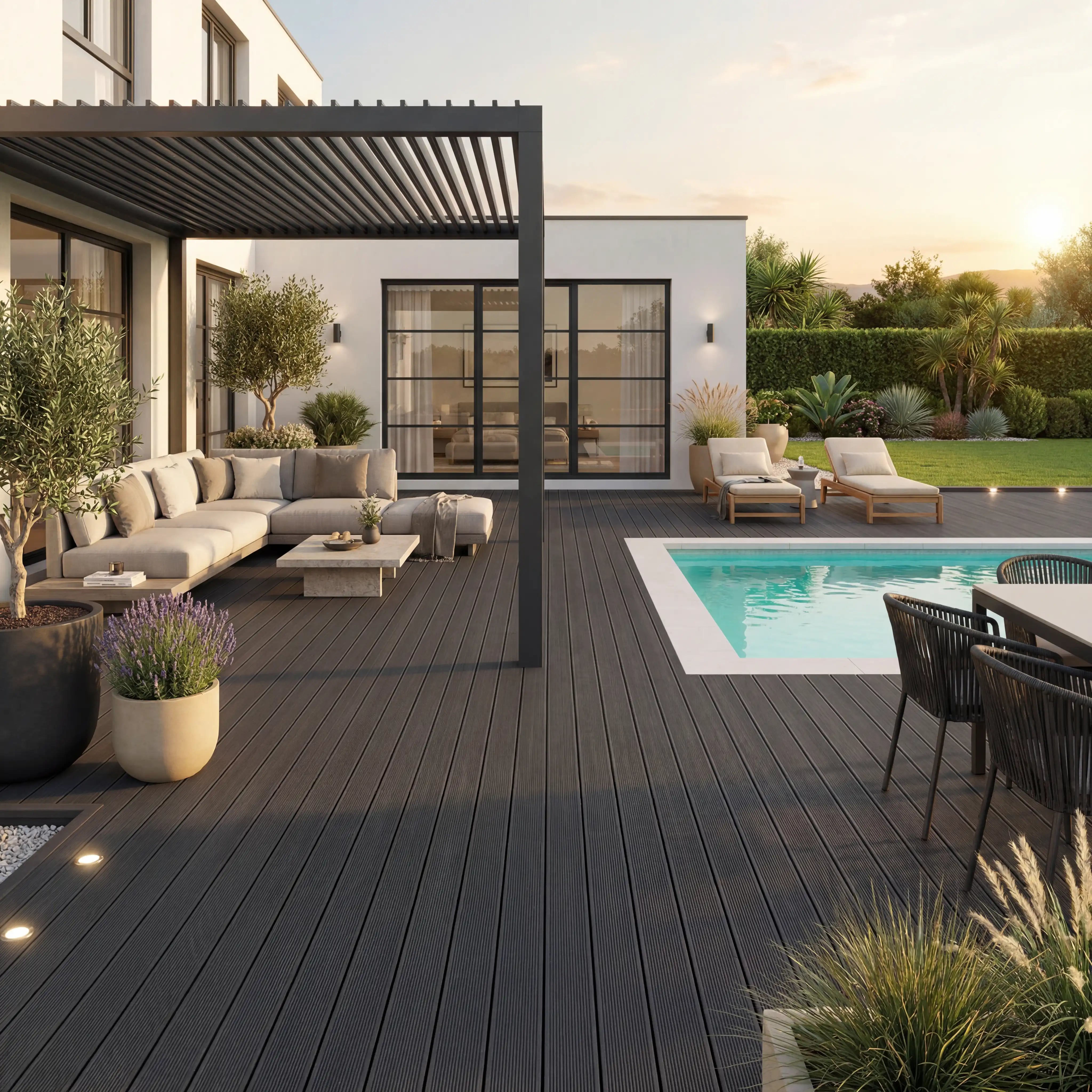 WPC Terrassendiele Hohlkammer Basic Schiefer