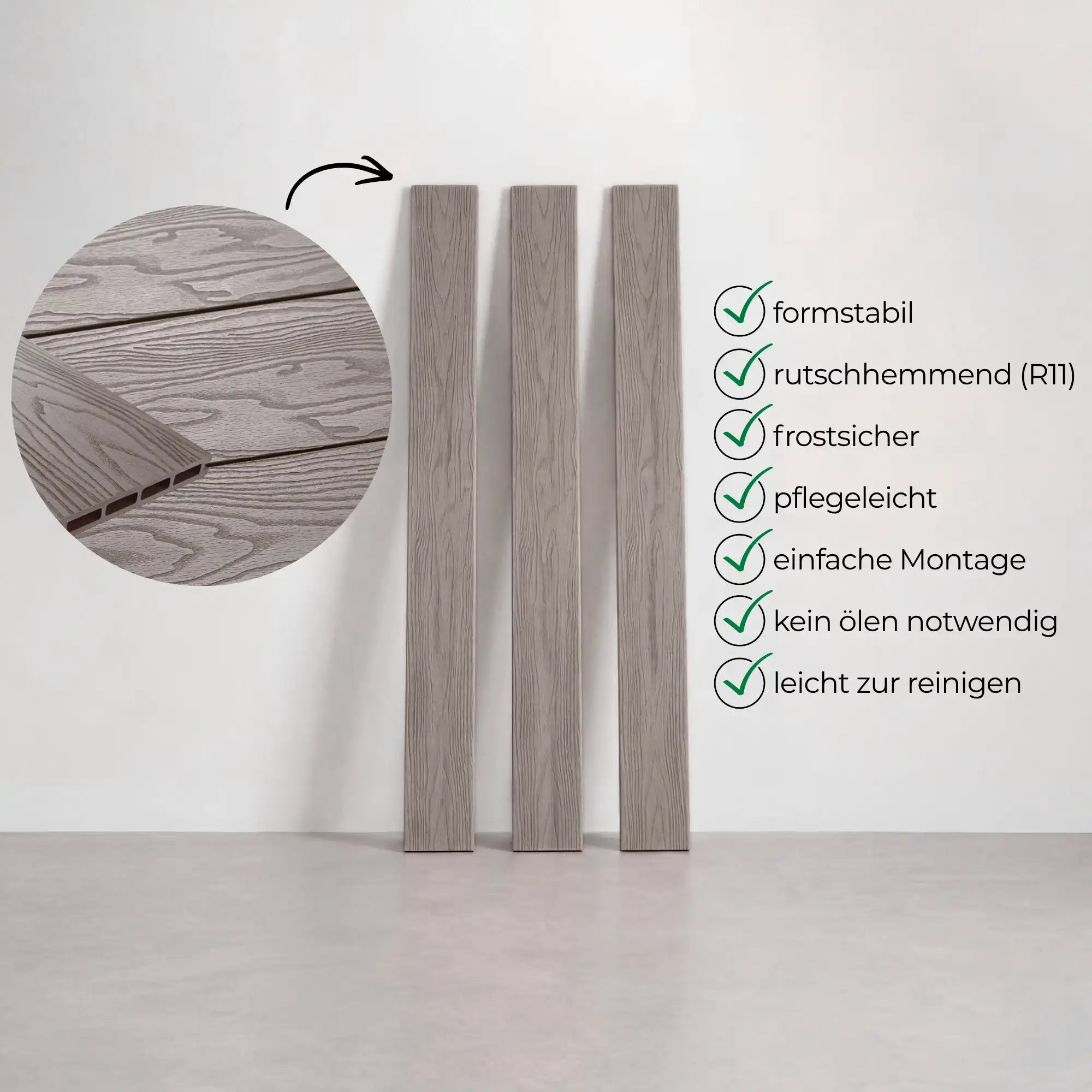 WPC-Komplettset Seide Holzoptik Basic Hohldiele