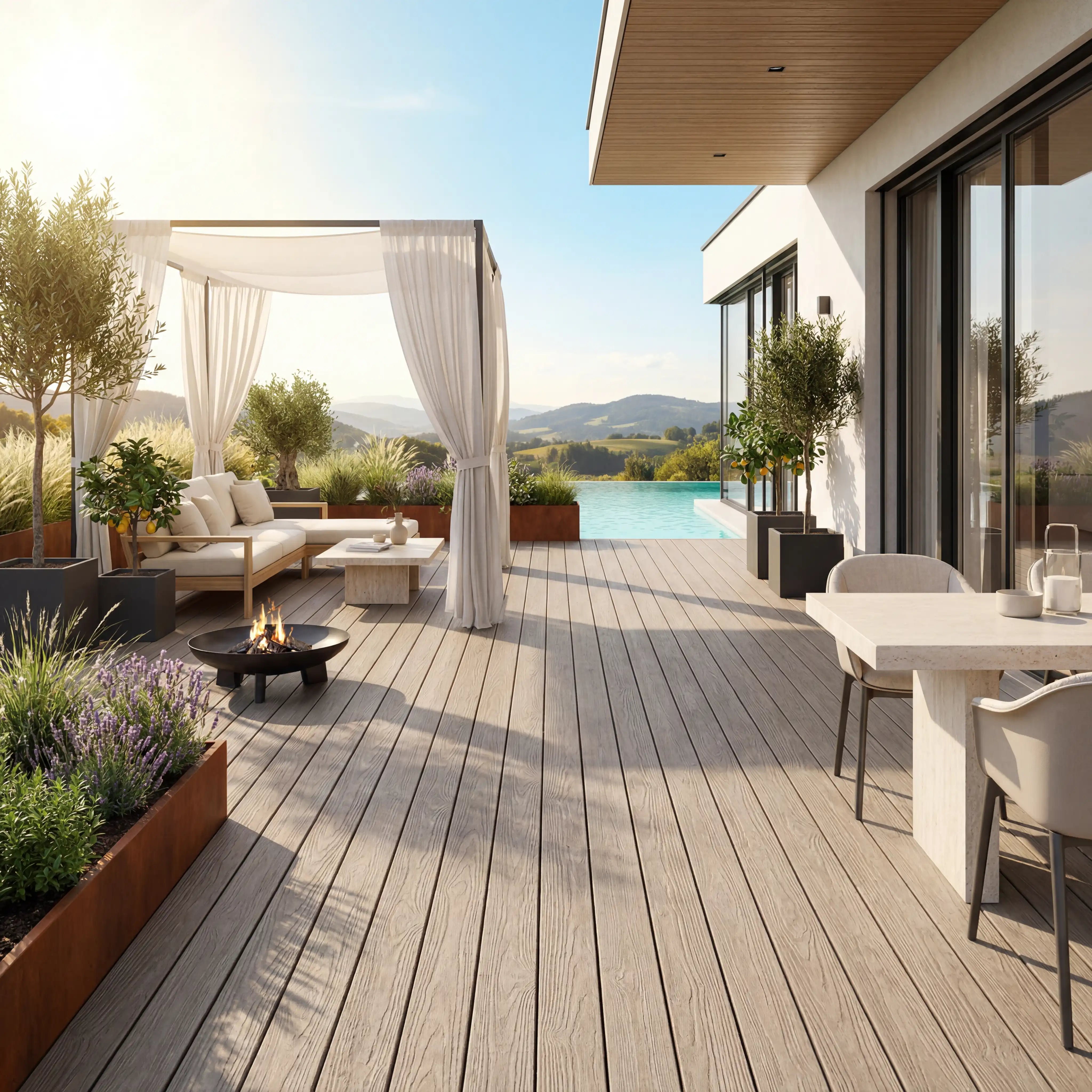 WPC Terrassendiele Hohlkammer Basic Seide