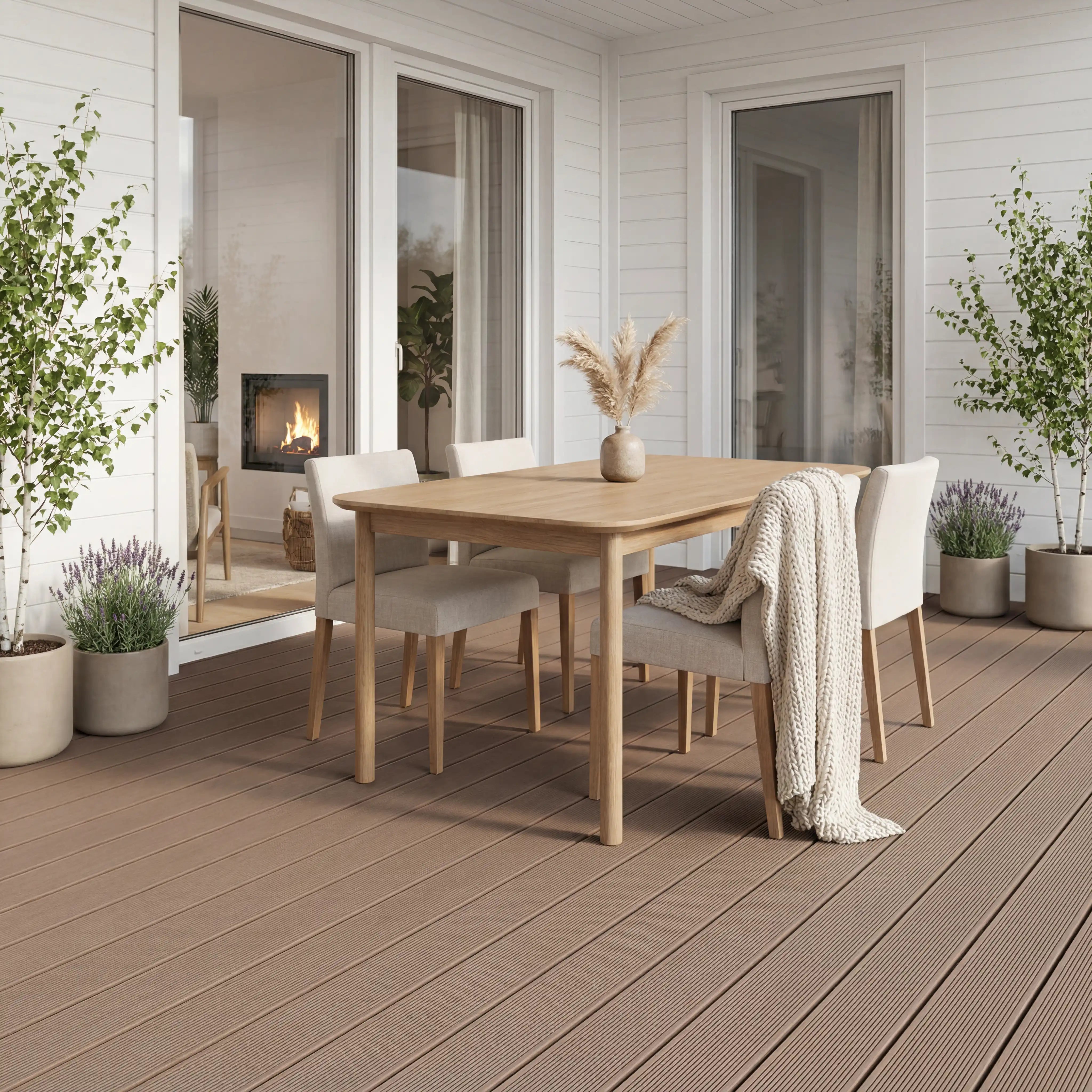 WPC-Komplettset Teak Geriffelt Basic Hohldiele