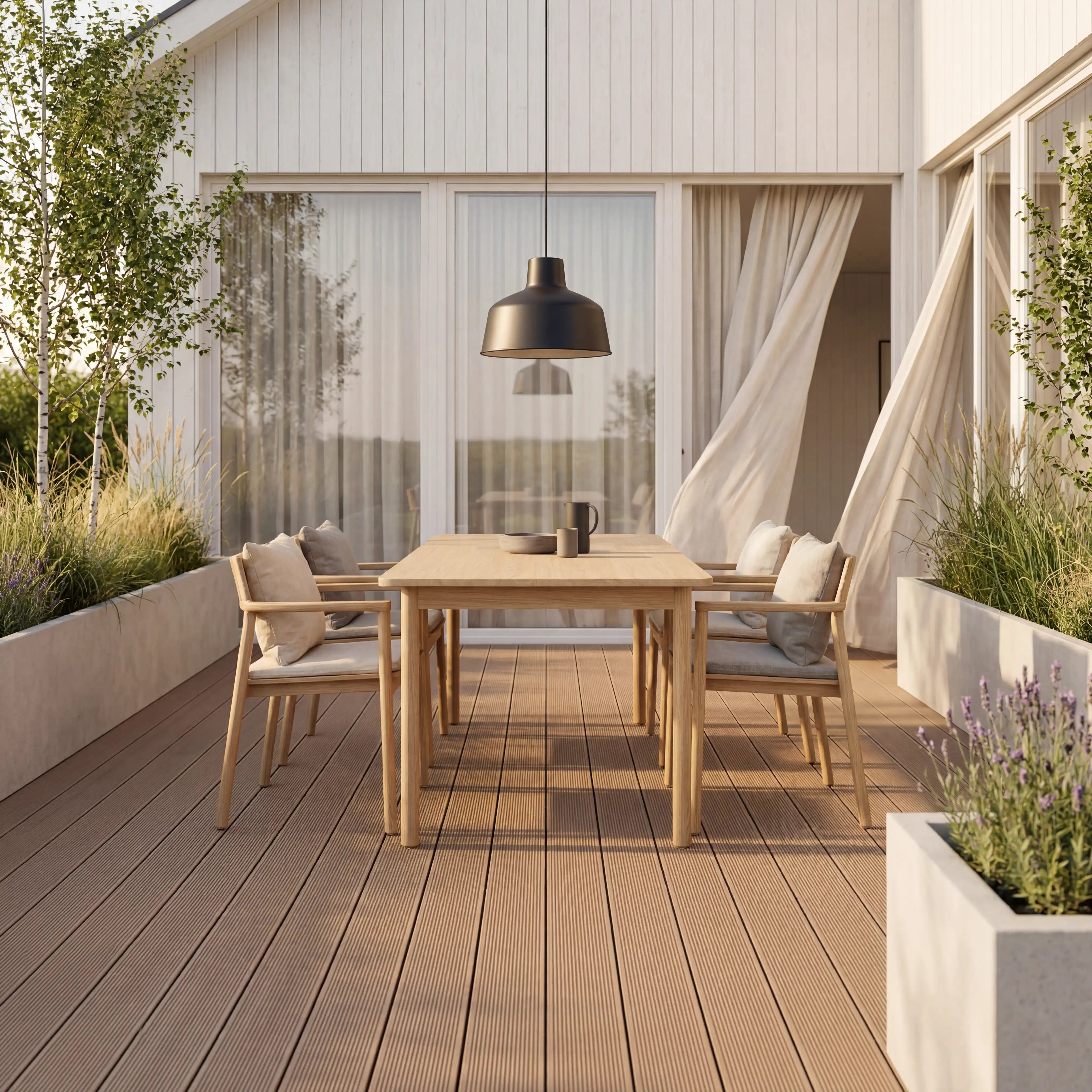 WPC-Komplettset Teak Geriffelt Basic Hohldiele