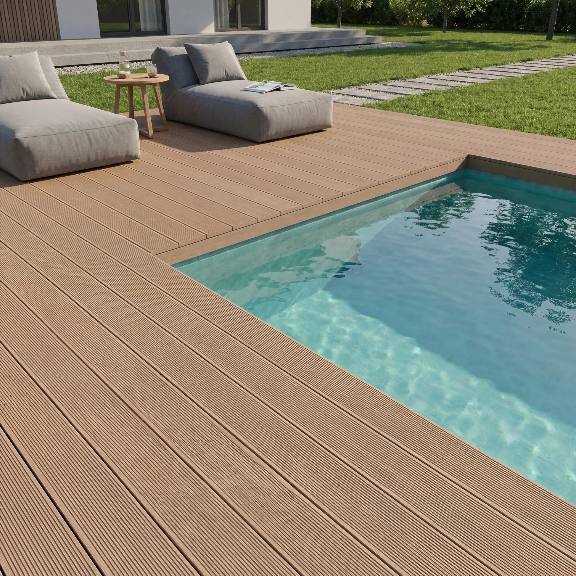 WPC-Komplettset Teak Geriffelt Basic Hohldiele