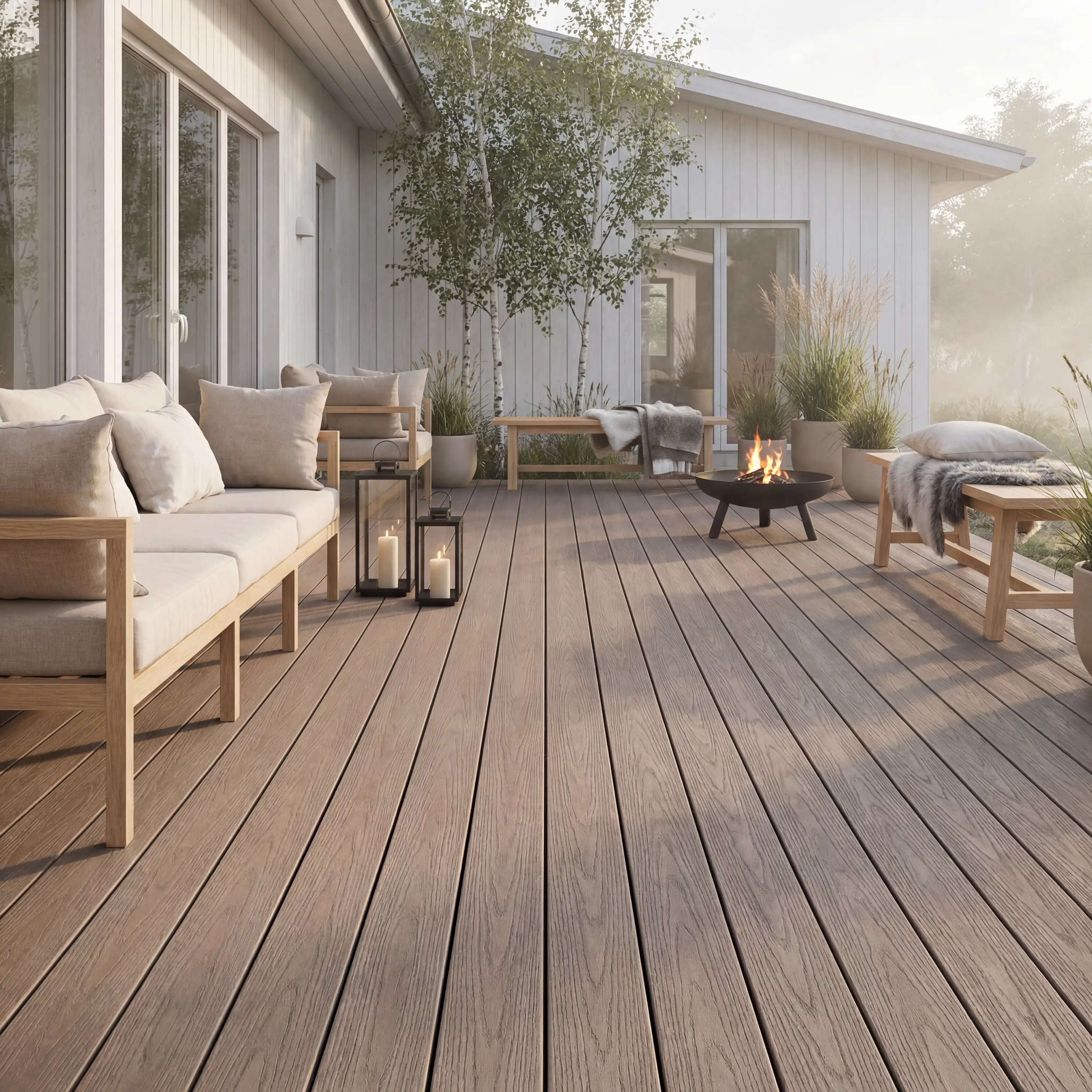 WPC-Komplettset Teak Holzoptik Basic Hohldiele