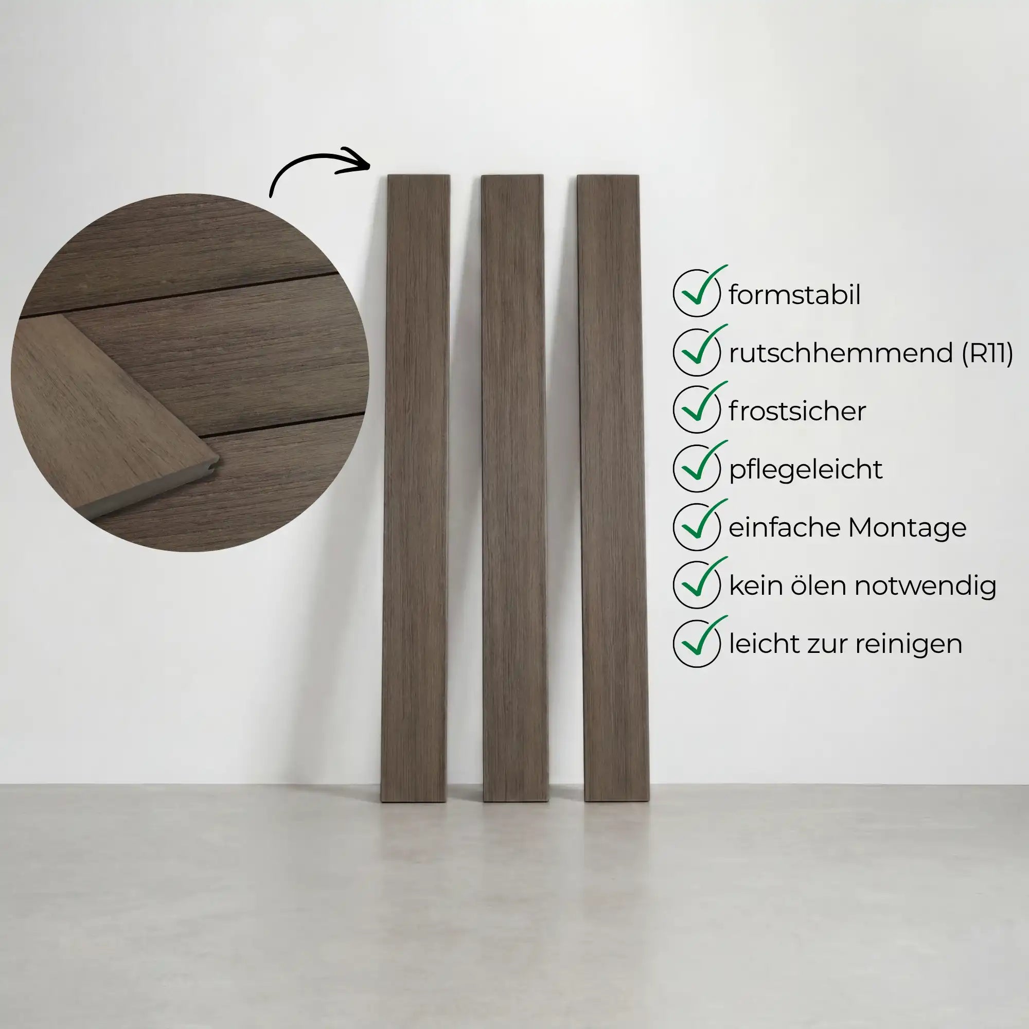 WPC-Komplettset Natur Antik Massivdiele