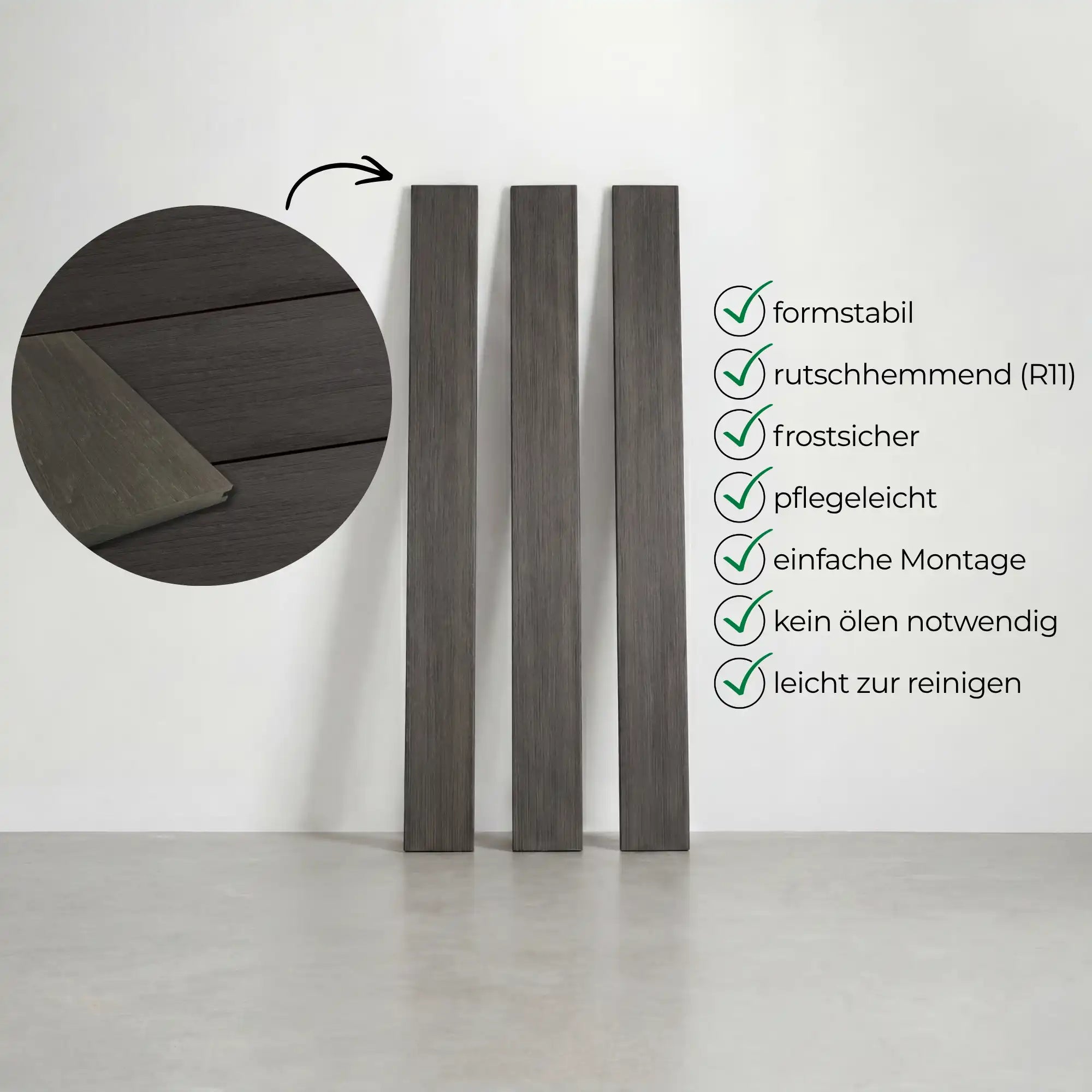 WPC-Komplettset Nero Antik Massivdiele