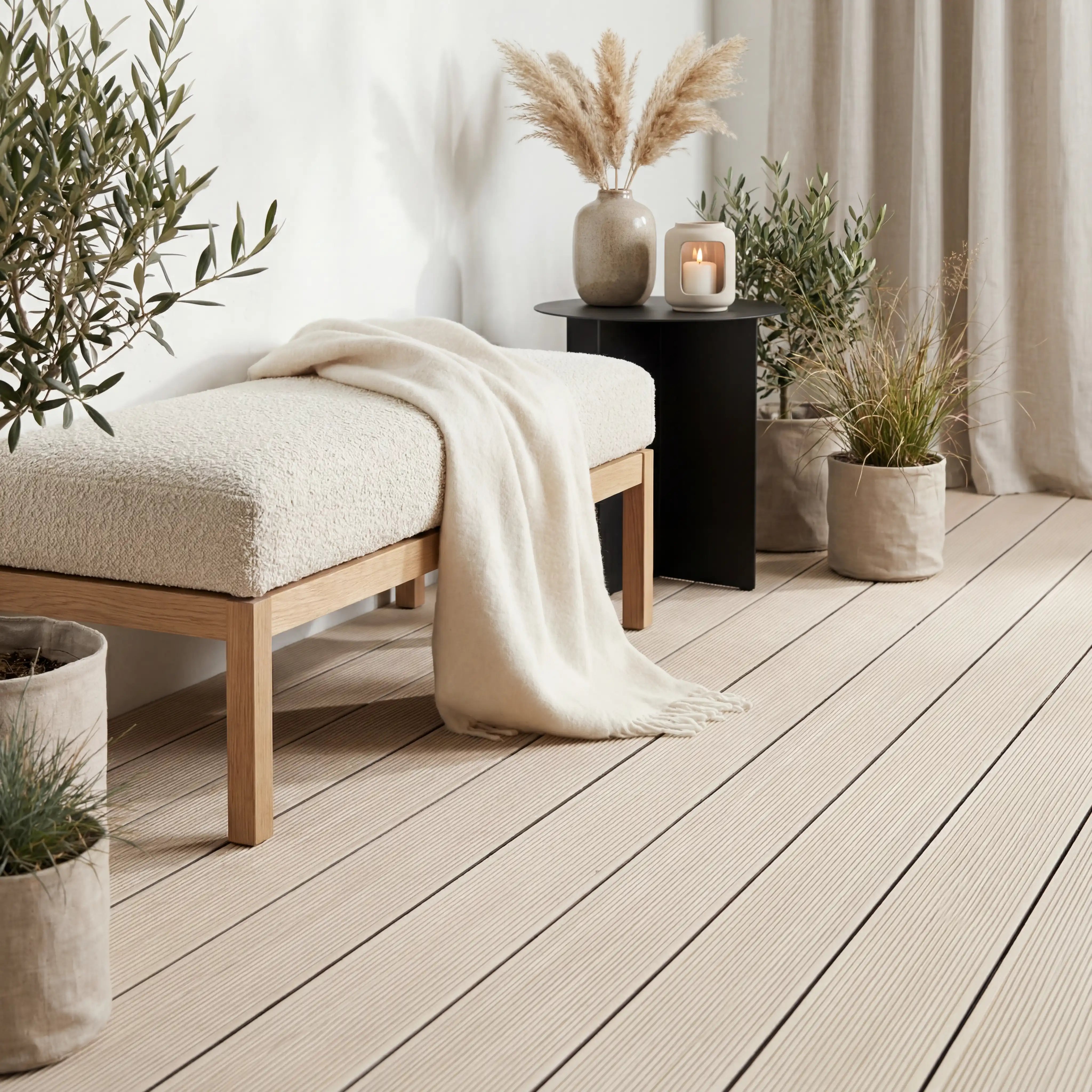 WPC-Komplettset Creme ECO Massivdiele