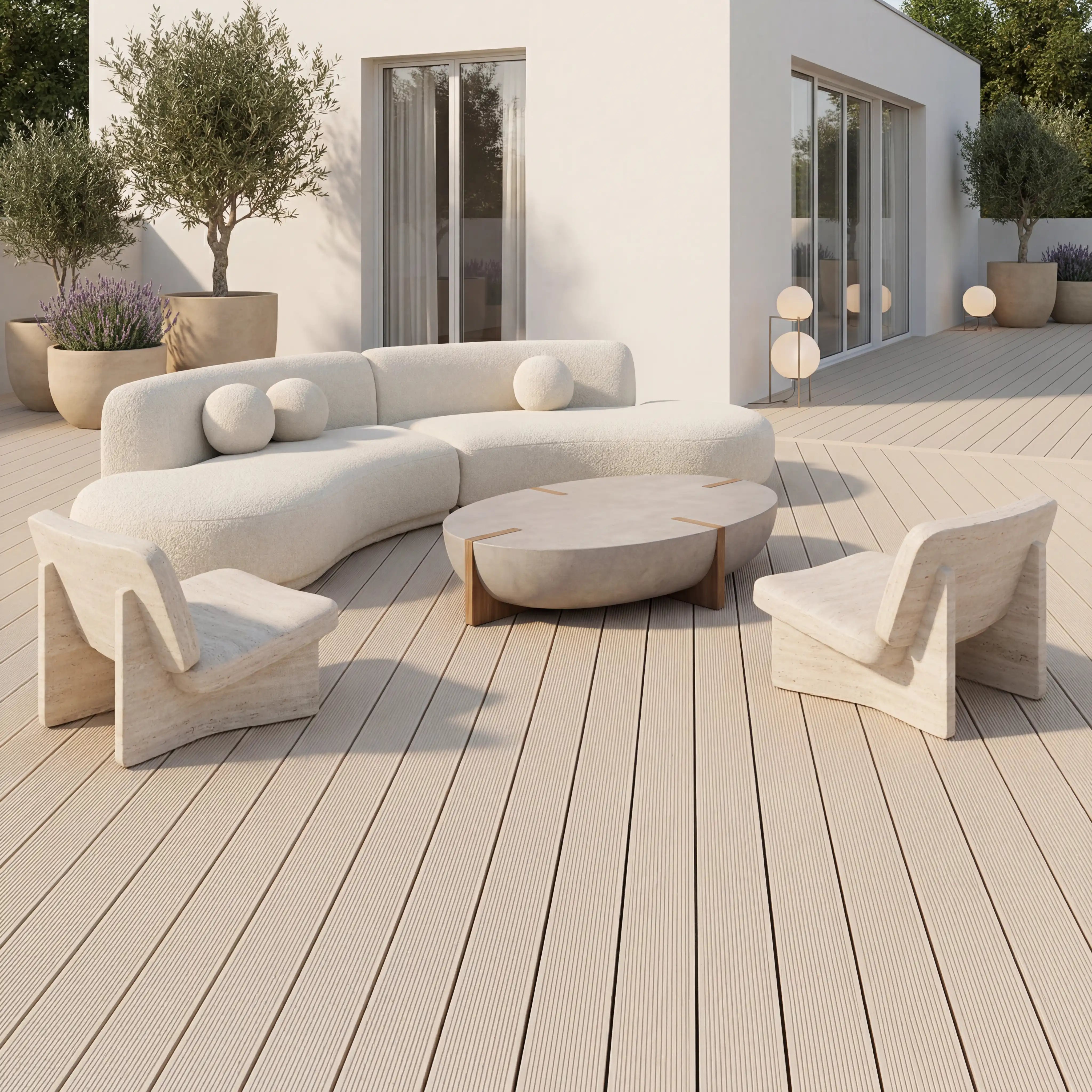 WPC-Komplettset Creme ECO Massivdiele
