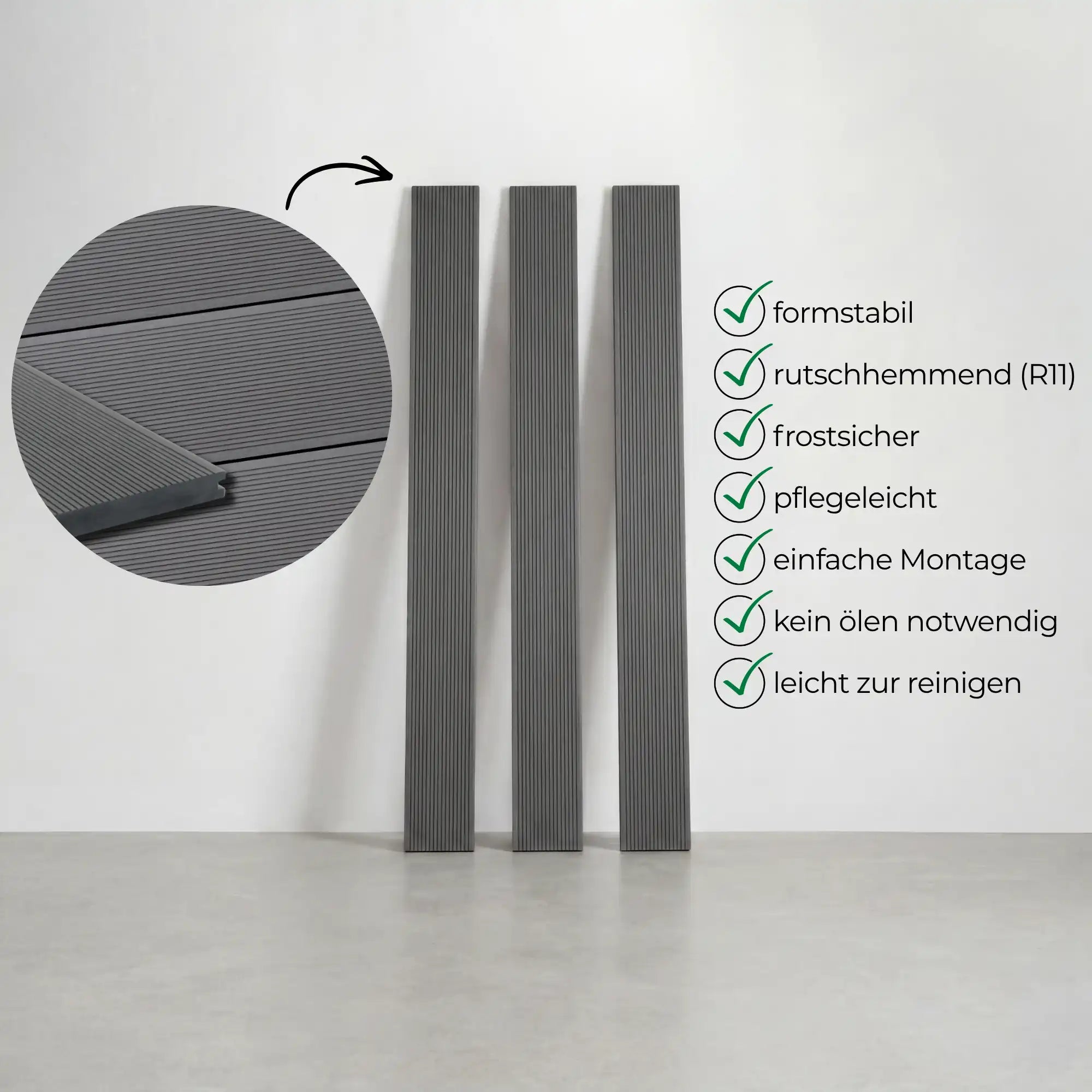 WPC Terrassendiele Massiv ECO Granit