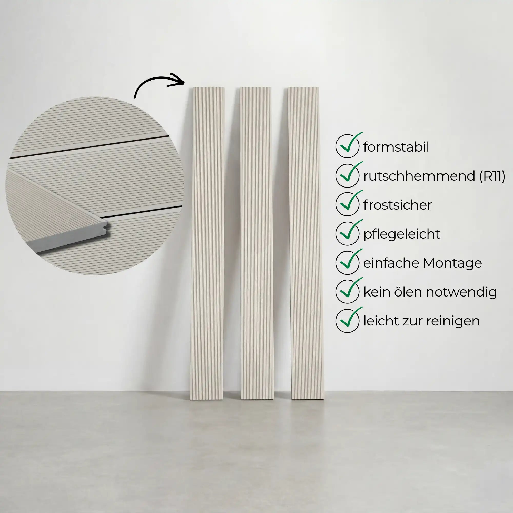 WPC-Komplettset Sand ECO Massivdiele