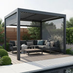 SkyShade Pro 3x3m Aluminium-Pergola mit LED & App-Steuerung – Anthrazit