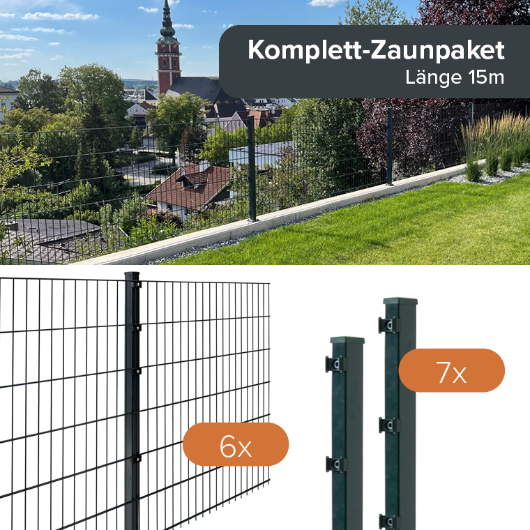 Doppelstabmattenzaun Komplettset Anthrazit 8/6/8