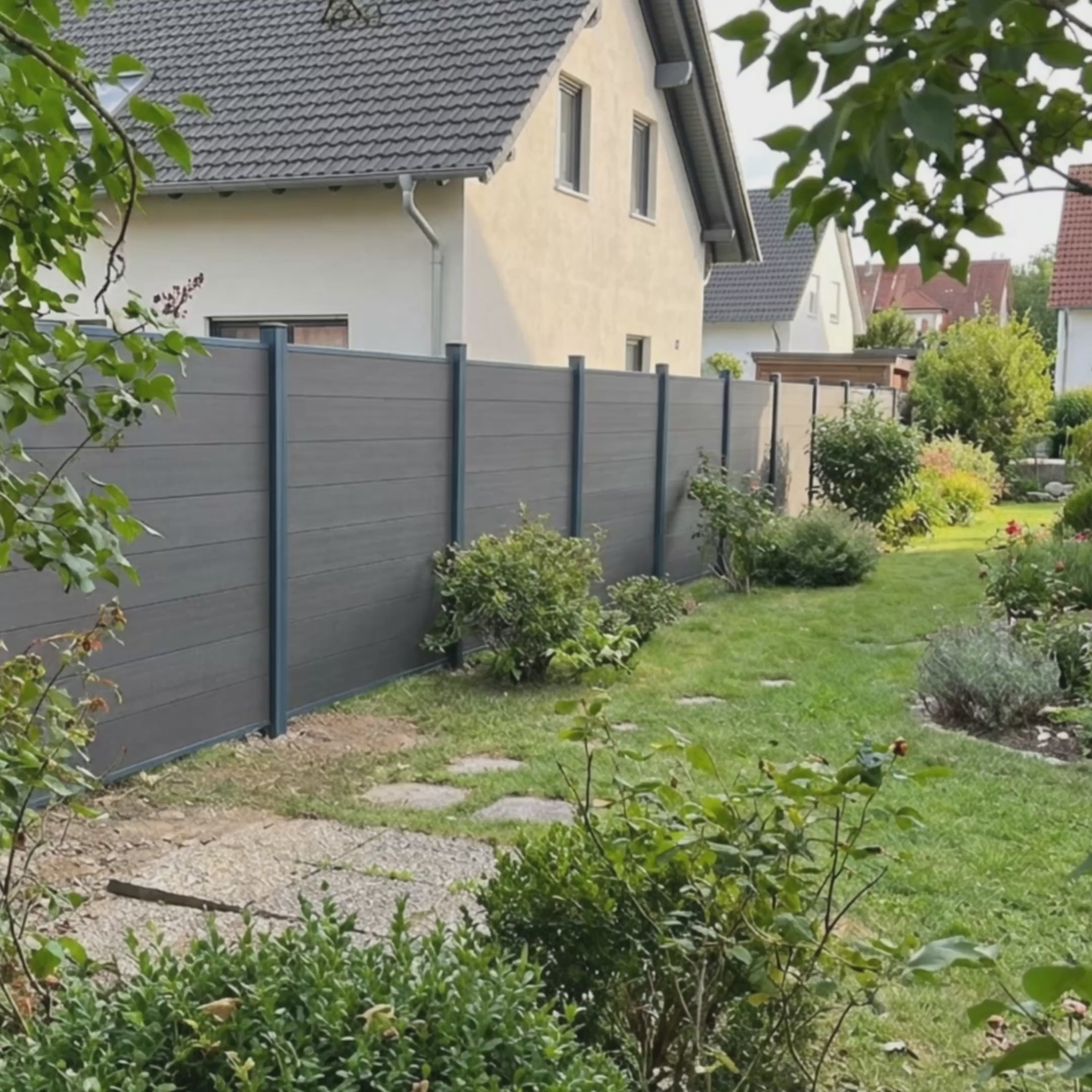 Video laden: WPC Sichtschutzzaun ENZO Nero - Standard Anthrazit